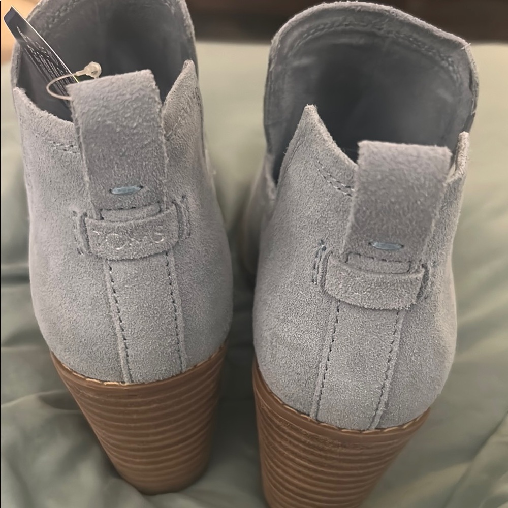 Toms Blue Ankle Booties with Stacked Heel
